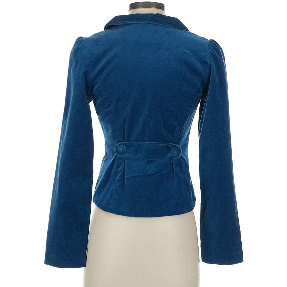 Erin Fetherston retro Victorian blue velvet blazer jacket size M - Picture 2 of 9